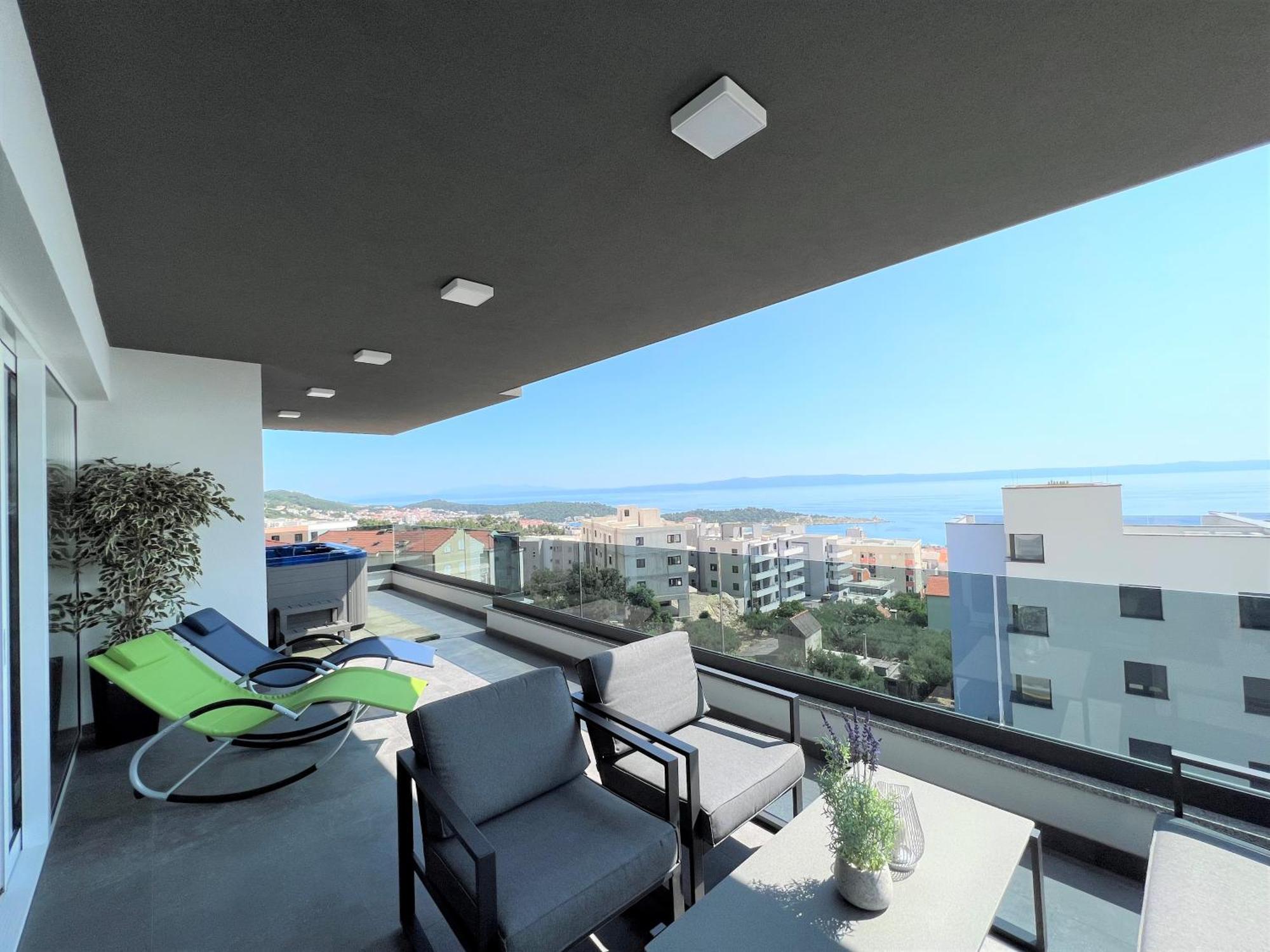 Lux Penthouse Panoramic View With Jacuzzi Διαμέρισμα Μακάρσκα Εξωτερικό φωτογραφία
